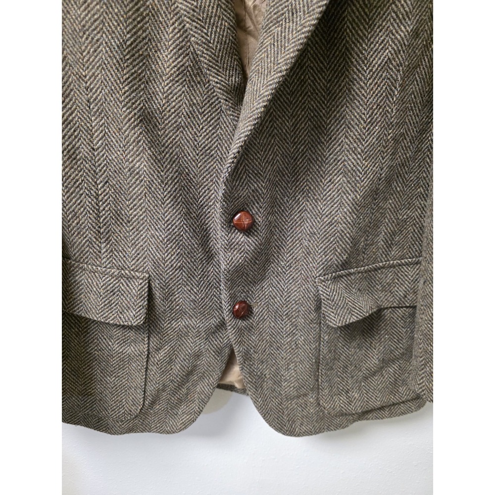 WFF‎ by Farah Men's Tweed Herringbone Blazer Sport Coat Brown 42R Vintage - Picture 2 of 9